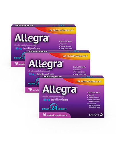 Allegra lek przeciwalergiczny 120 mg 3 x 10 tabletek powlekanych [3-PAK]
