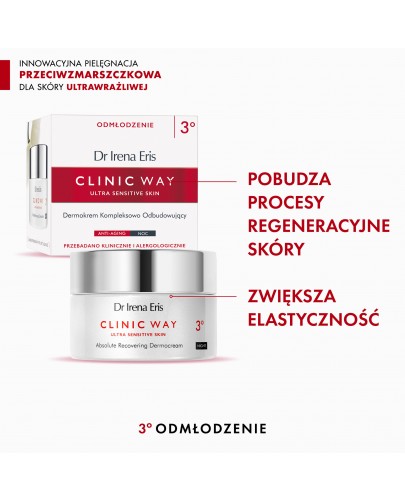 Dr Irena Eris Clinic Way 3° Dermokrem kompleksowo odbudowujący na noc 50 ml + Clinic Way dermokapsułki rewitalizujące 5 sztuk