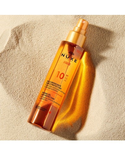 Nuxe Sun brązujący olejek do opalania twarzy i ciała spray SPF10 150 ml [Kup 2x produkt z linii Nuxe Sun = Torba plażowa Nuxe]