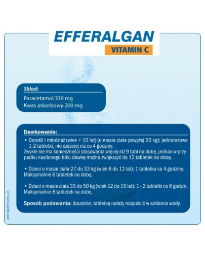 Efferalgan Vitamin C 330 mg + 200 mg 20 tabletek musujących
