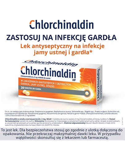 Chlorchinaldin 2mg o smaku czarnej porzeczki 20 tabletek do ssania