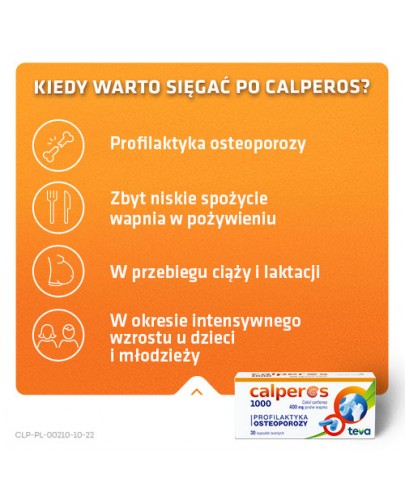 Calperos 1000 400 mg jonów wapnia 30 kapsułek