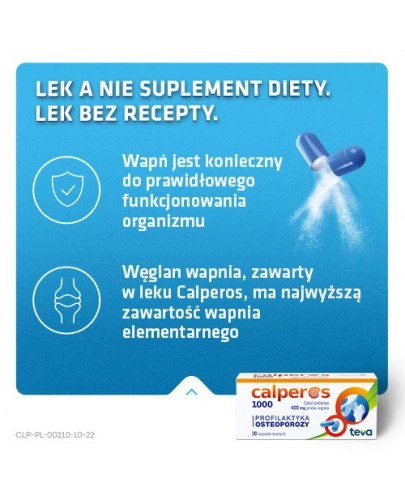 Calperos 1000 400 mg jonów wapnia 30 kapsułek