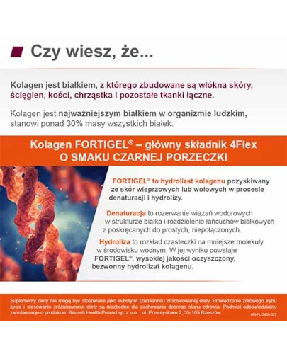 4 Flex, kolagen fortigel + witamina C o smaku czarnej porzeczki, saszetki, 30 sztuk