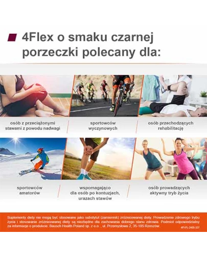 4 Flex, kolagen fortigel + witamina C o smaku czarnej porzeczki, saszetki, 30 sztuk