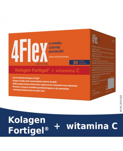 4 Flex kolagen nowej generacji z witaminą C o smaku czarnej porzeczki 30 saszetek