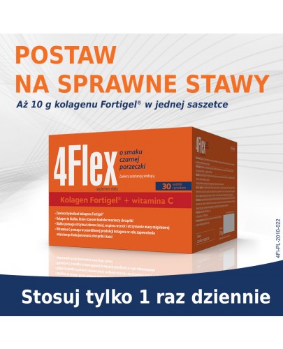 4 Flex kolagen nowej generacji z witaminą C o smaku czarnej porzeczki 30 saszetek