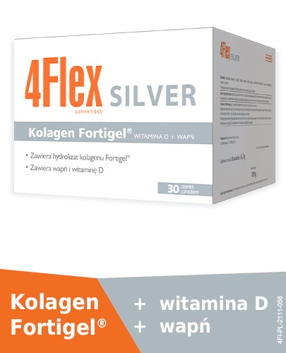 4 Flex Silver kolagen nowej generacji z witaminą D i wapniem 30 saszetek