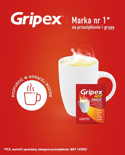 Gripex Hot Max 1000 mg + 100 mg + 12,2 mg 12 saszetek