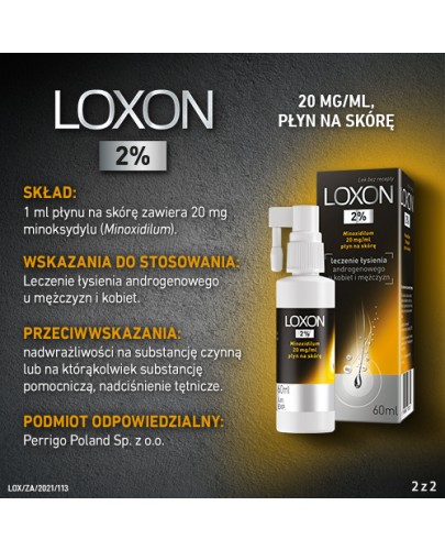 Loxon 2% płyn przeciwko wypadaniu włosów 60 ml