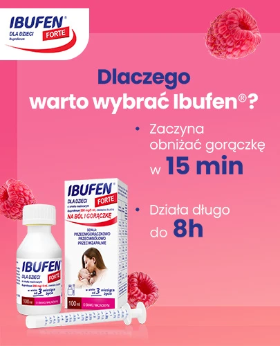 Ibufen dla dzieci Forte 200mg/5ml zawiesina o smaku malinowym dla dzieci 3m+ 100 ml