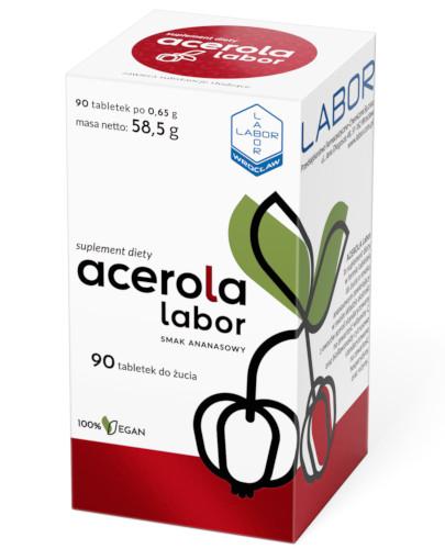 zdjęcie produktu Acerola Labor o smaku ananasowym 90 tabletek do żucia