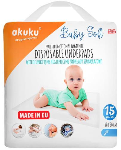 podgląd produktu Akuku podkłady jednorazowy Baby Soft 40 x 60 cm 15 sztuk [A0500]