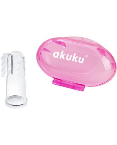 podgląd produktu Akuku slikonowa szczoteczka na palec różowym 1 sztuka [A0265]