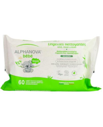podgląd produktu Alphanova Bebe naturalne chusteczki nawilżane z biodegradowalne oliwą z oliwek 60 sztuk