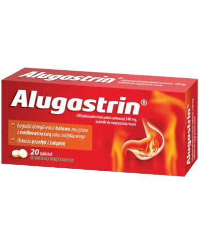 podgląd produktu Alugastrin 340 mg, tabletki do rozgryzania i żucia o smaku miętowym 20 sztuk