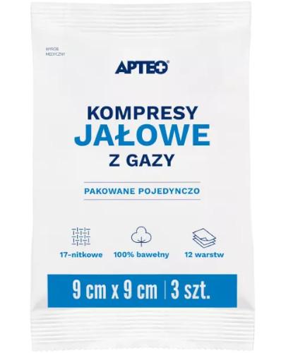 zdjęcie produktu Apteo Care jałowe kompresy z gazy 9cm x 9cm 3 sztuki