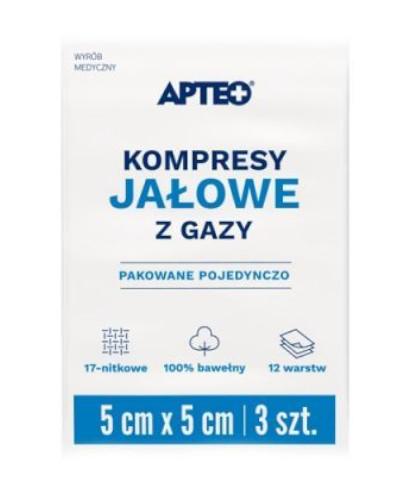 zdjęcie produktu Apteo Care Kompresy jałowe 5 cm x 5 cm 3 sztuki
