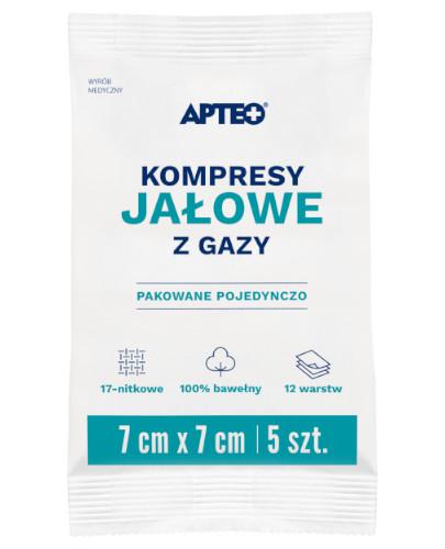 podgląd produktu Apteo kompresy jałowe z gazy 7cm x 7cm 5 sztuk