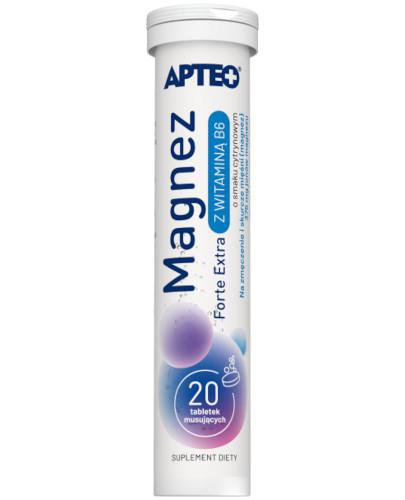 podgląd produktu Apteo Magnez Forte Extra z witaminą B6 o smaku cytrynowym 20 tabletek musujących