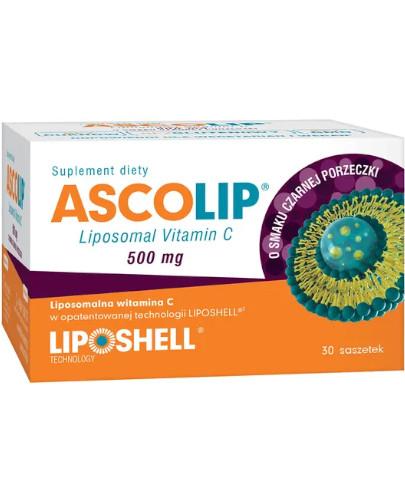 podgląd produktu Ascolip Liposomal Vitamin C 500 mg smak czarnej porzeczki 30 saszetek