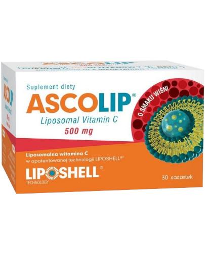 podgląd produktu Ascolip Liposomal Vitamin C 500 mg smak wiśniowy 30 saszetek