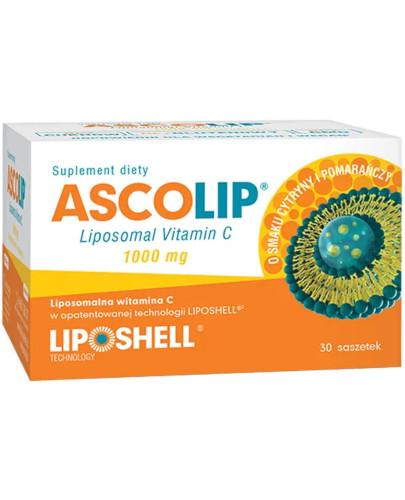 zdjęcie produktu Ascolip Liposomalna witamina C 1000 mg smak cytrynowy i pomarańczowy 30 saszetek