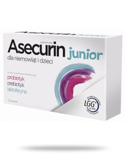 zdjęcie produktu Asecurin Junior probiotyk prebiotyk laktoferyna 10 saszetek