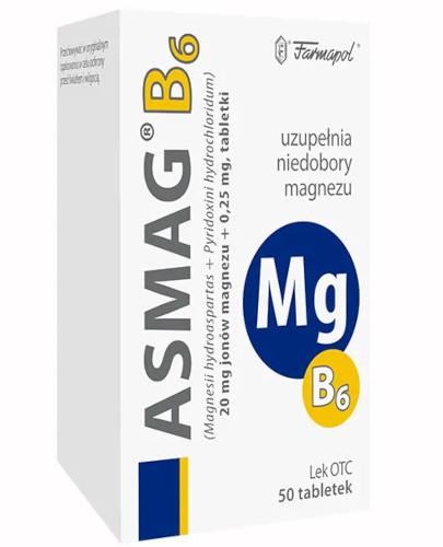 zdjęcie produktu Asmag B6 20 mg + 0,25 mg 50 tabletek