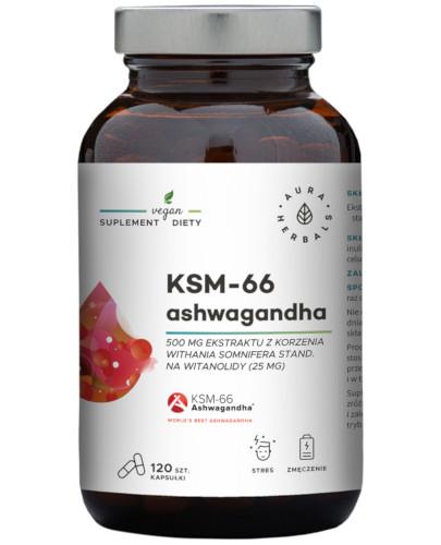 zdjęcie produktu Aura Herbals Ashwagandha KSM-66 Korzeń 500 mg 120 kapsułek