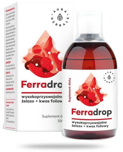 podgląd produktu Aura Herbals Ferradrop Żelazo w płynie + Kwas Foliowy 500 ml