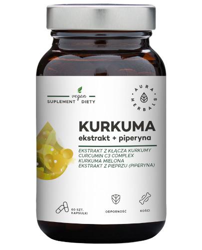 podgląd produktu Aura Herbals Kurkuma ekstrakt + piperyna 60 kapsułek