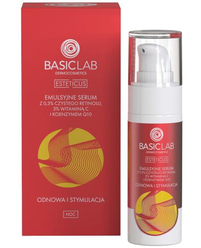 podgląd produktu Basiclab Esteticus emulsyjne serum z 0,3% czystego retinolu, 3% witaminą C i koenzymem Q10 30 ml