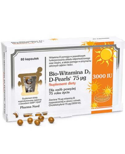 podgląd produktu Bio-Witamina D3 D-Pearls 75 µg 3000 IU 80 kapsułek