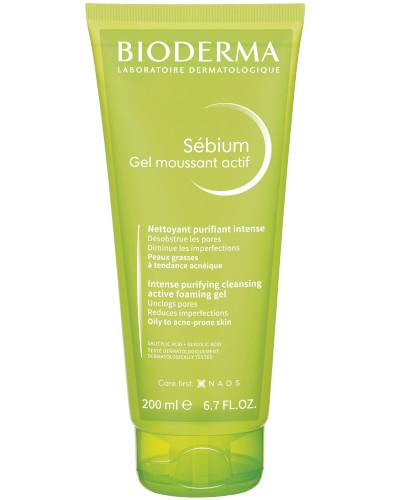 podgląd produktu Bioderma Sebium Gel moussant actif aktywny żel oczyszczający do skóry tłustej, skłonnej do trądziku 200 ml