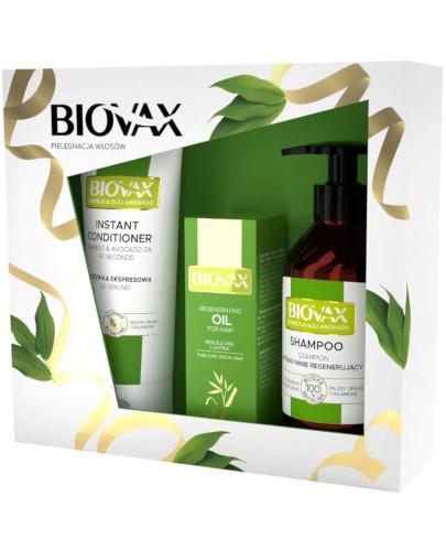 zdjęcie produktu Biovax Bambus i Olej Avocado szampon intensywnie regenerujący 200 ml + odżywka ekspresowa 60 sekund 200 ml + regenerujący olejek do włosów 15 ml [ZESTAW]