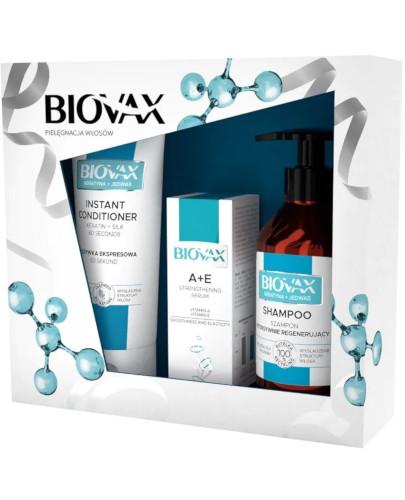 podgląd produktu Biovax Keratyna i Jedwab szampon intensywnie regenerujący 200 ml + odżywka ekspresowa 60 sekund 200 ml + serum wzmacniające do włosów 15 ml [ZESTAW]