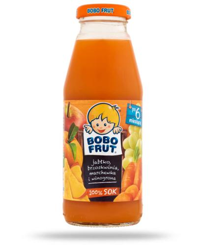 podgląd produktu Bobo Frut 100% sok jabłko brzoskwinia marchewka i winogrona po 6 miesiącu 300 ml