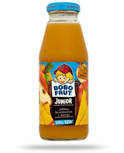 podgląd produktu Bobo Frut Junior 100% Sok jabłko brzoskwinia i mango po 12 miesiącu 300 ml