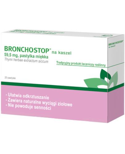 podgląd produktu Bronchostop na kaszel 59,5 mg 20 pastylek miękkich