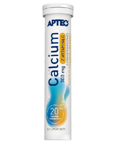 podgląd produktu Calcium 300mg + witaminą C smak pomarańczowy 20 tabletek musujących Apteo