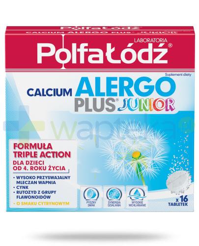podgląd produktu Calcium Alergo Plus Junior Laboratoria Polfa Łódź smak cytrynowy 16 tabletek musujących