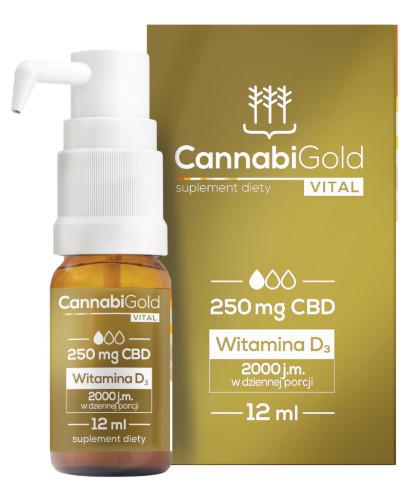 zdjęcie produktu CannabiGold Vital 250 mg CBD + Witamina D3 2000 olejek 12 ml