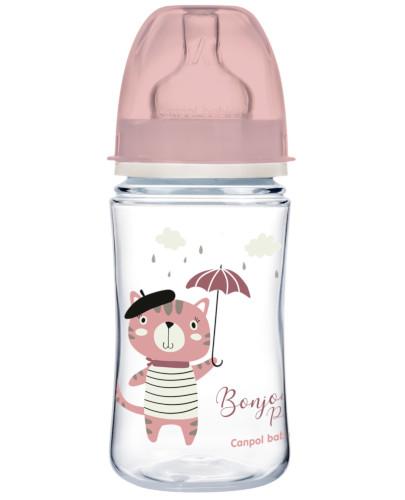 podgląd produktu Canpol Babies EasyStart Bonjour Paris butelka szeroka antykolkowa różowa 240 ml [35/232_pin]