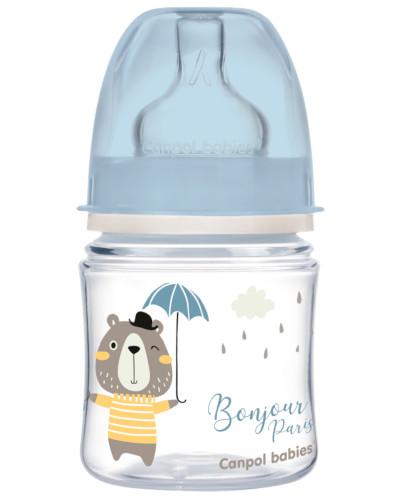 podgląd produktu Canpol Babies EasyStart butelka szeroka antykolkowa niebieska Bonjour Paris 120 ml [35/231_blu]