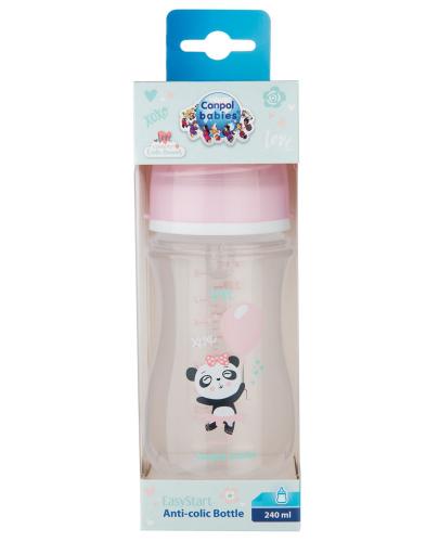 podgląd produktu Canpol Babies EasyStart butelka szeroka antykolkowa różowa 240 ml [35/221_pin]
