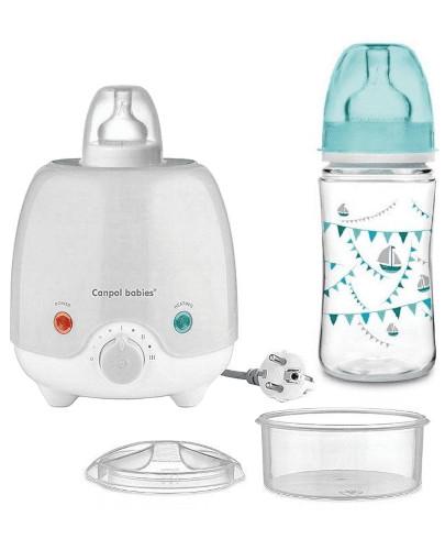 podgląd produktu Canpol Babies elektryczny podgrzewacz do butelek 1 sztuka [77/050] + niebieska butelka 240 ml