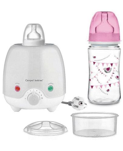 podgląd produktu Canpol Babies elektryczny podgrzewacz do butelek 1 sztuka [77/050] + różowa butelka 240 ml