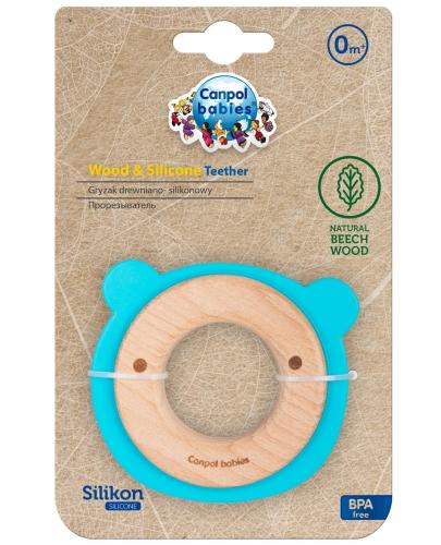 podgląd produktu Canpol Babies gryzak drewniano silikonowy dla niemowląt Miś 1 sztuka [80/304]