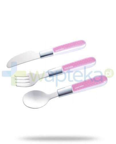 podgląd produktu Canpol Babies metalowe sztućce dla dzieci różowe łyżka + widelec + nóż